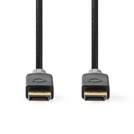 DisplayPort Male -> Male | 8K@60Hz | Verguld | 2.00 m | Rond | PVC | Antraciet | Doos