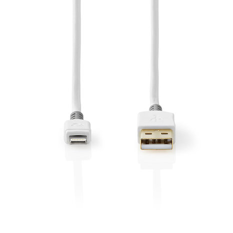 Apple Lightning | Apple Lightning 8-Pins | USB-A Male | Verguld | 1.00 m | Rond | PVC | Wit/Grijs