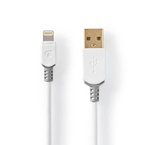 Apple Lightning | Apple Lightning 8-Pins | USB-A Male | Verguld | 1.00 m | Rond | PVC | Wit/Grijs