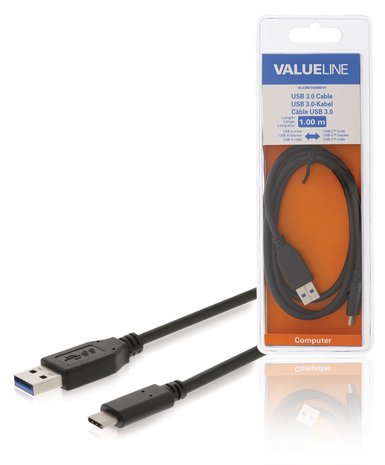 USB 3.1 Kabel USB-C Male - USB A Male 1.00 m Zwart