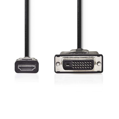 HDMI&trade; Connector | DVI-D 24+1-Pins Male | 1080p | Vernikkeld | 2.00 m | Recht | PVC | Zwart