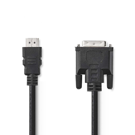 HDMI&trade; Connector | DVI-D 24+1-Pins Male | 1080p | Vernikkeld | 2.00 m | Recht | PVC | Zwart