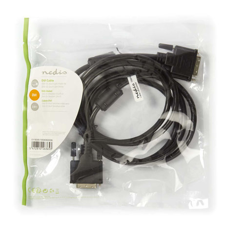 DVI-D 24+1-Pins Male | DVI-D 24+1-Pins Male | 1080p | Vernikkeld | 2.00 m | PVC | Zwart 