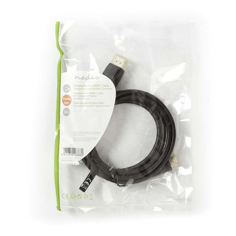 DisplayPort Male | HDMI&trade; Connector | 4K@30Hz | Vernikkeld | 2.00 m | Rond | PVC | Zwart