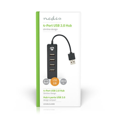 Nedis 4-Poorts USB HUB| USB 2.0 | Zwart