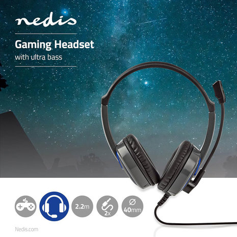 Nedis Wralon GHST200BK Stereo Gaming Ultra Bass Headset