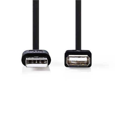 USB 2.0 verlengkabel| USB-A Male | USB-A Female | 480 Mbps | Vernikkeld | 1.00 m | Rond | PVC | Zwart 