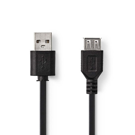 USB 2.0 verlengkabel| USB-A Male | USB-A Female | 480 Mbps | Vernikkeld | 1.00 m | Rond | PVC | Zwart 