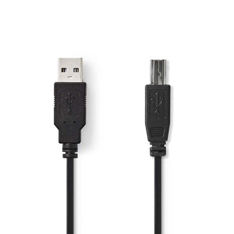 USB 2.0 printerkabel | USB-A Male | USB-B Male | 480 Mbps | Vernikkeld | 2.00 m | Rond | PVC | Zwart | Polybag