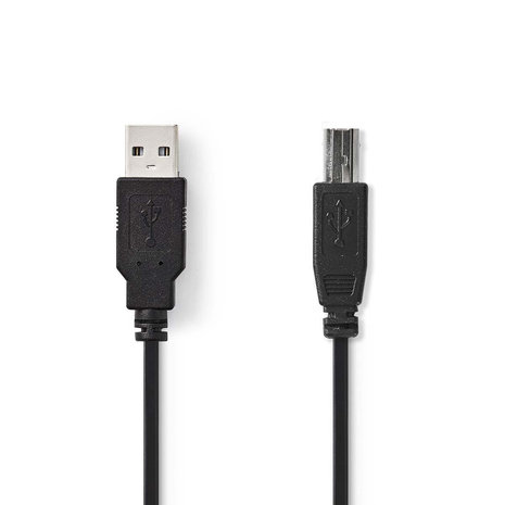 USB 2.0 printerkabel | USB-A Male | USB-B Male | 480 Mbps | Vernikkeld | 1.00 m | Rond | PVC | Zwart