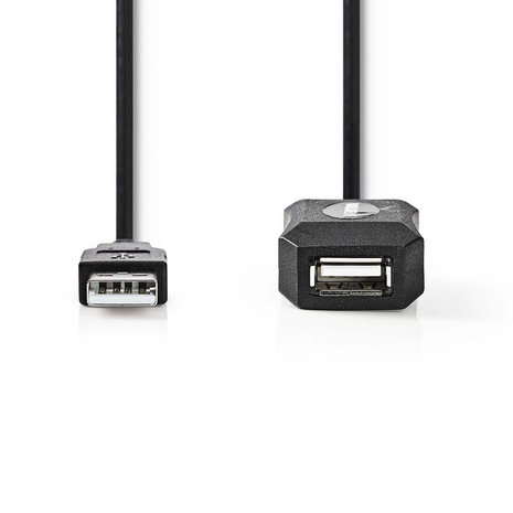  USB 2.0 verlengkabel | USB-A Male | USB-A Female | 480 Mbps | 5.00 m | Rond | Vernikkeld | PVC | Koper