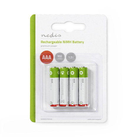 Oplaadbare NiMH-Batterij AAA  1.20 V | AAA | 950 mAh | Voorgeladen | 4 pcs | Blister