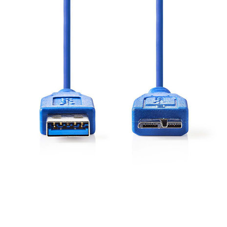 USB 3.2 Gen 1 | USB-A Male | USB Micro-B Male | 5 Gbps | Vernikkeld | 0.50 m | Rond | PVC | Blauw
