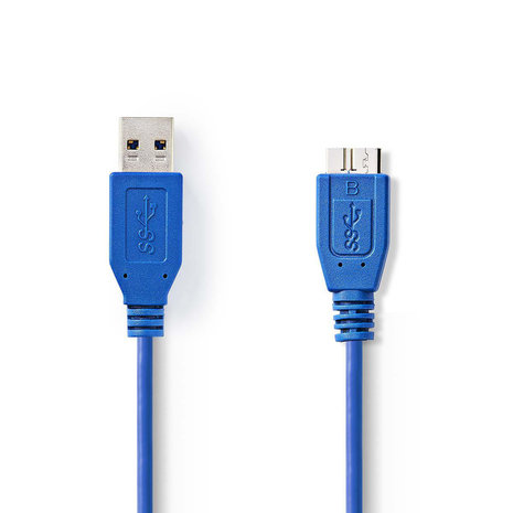 USB 3.2 Gen 1 | USB-A Male | USB Micro-B Male | 5 Gbps | Vernikkeld | 0.50 m | Rond | PVC | Blauw