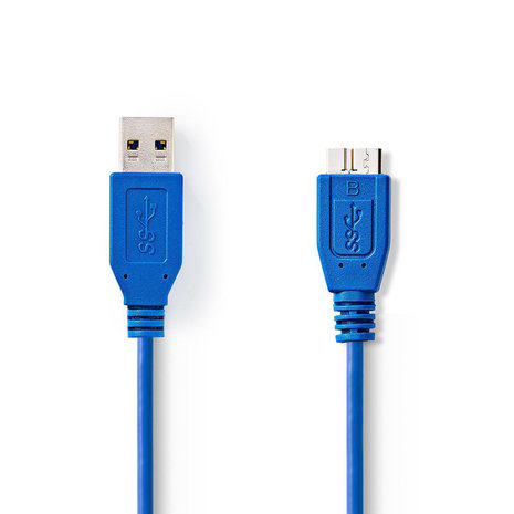 USB-Kabel  USB 3.2 Gen 1 | USB-A Male | USB Micro-B Male | 5 Gbps | Vernikkeld | 1.00 m | Rond | PVC | Blauw 