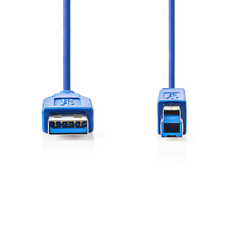 USB-Kabel  USB 3.2 Gen 1 | USB-A Male | USB-B Male | 5 Gbps | Vernikkeld | 2.00 m | Rond | PVC | Blauw 