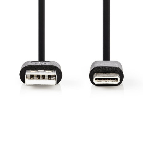 Nedis USB-Kabel  USB 2.0 | USB Type-C&trade; Male | USB-A Male | 480 Mbps | Vernikkeld | 2.00 m | Plat | PVC | Zwart