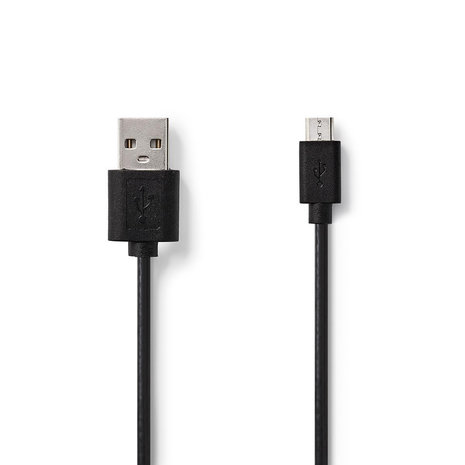 Nedis USB-Kabel  USB 2.0 | USB-A Male | USB Micro-B Male | 480 Mbps | 10 W | Vernikkeld | 1.0 m | Rond | PVC | Zwart