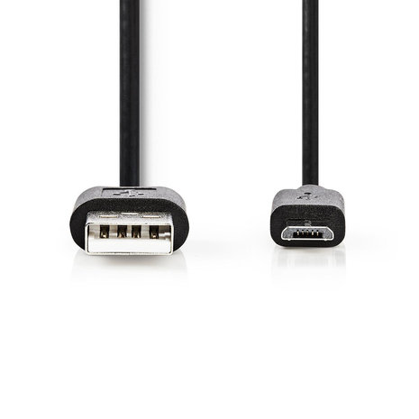 Nedis USB-Kabel  USB 2.0 | USB-A Male | USB Micro-B Male | 480 Mbps | 10 W | Vernikkeld | 1.0 m | Rond | PVC | Zwart