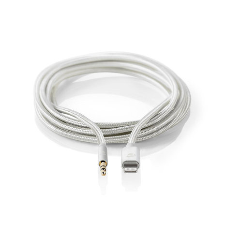 Nedis Lightning Adapter | Apple Lightning | 3,5 mm Male | Verguld | 1.00 m | Rond | Nylon Hoes | Aluminium