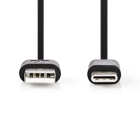 USB-Kabel  USB 2.0 | USB-A Male | USB Type-C&trade; Male | 480 Mbps | Vernikkeld | 0.10 m | Rond | PVC | Zwart
