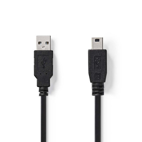 USB-Kabel  USB 2.0 | USB-A Male | USB Mini-B 5-Pins Male | 480 Mbps | Vernikkeld | 1.00 m | Rond | PVC | Zwart