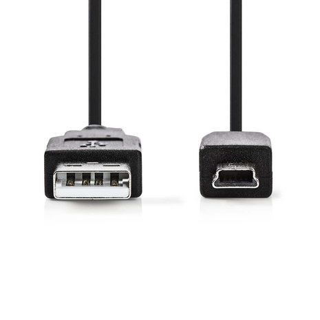 USB-Kabel  USB 2.0 | USB-A Male | USB Mini-B 5-Pins Male | 480 Mbps | Vernikkeld | 1.00 m | Rond | PVC | Zwart