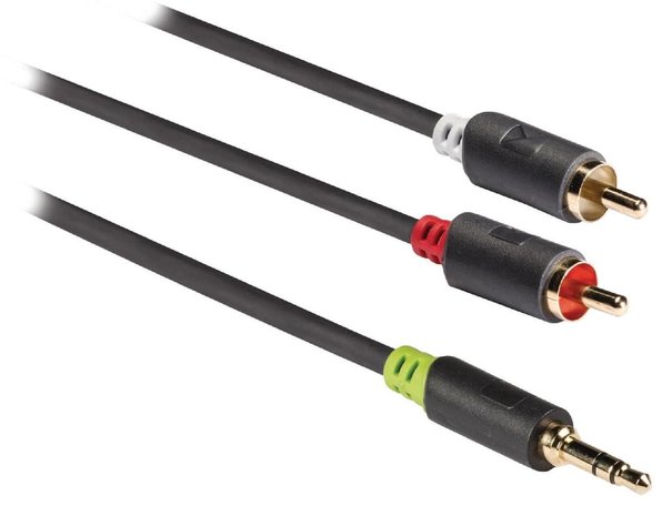 Stereo-Audiokabel  3,5 mm Male | 2x RCA Male | Verguld | 1.00 m | Rond | Antraciet
