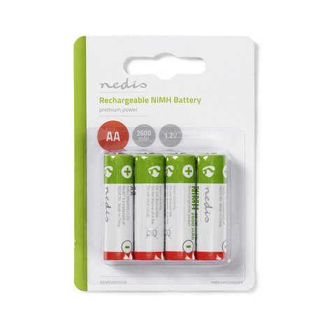 Oplaadbare NiMH-Batterij AA  1.20 V | NiMH | AA | Oplaadbaar | 2600 mAh | Voorgeladen | Aantal batterijen: 4 pcs
