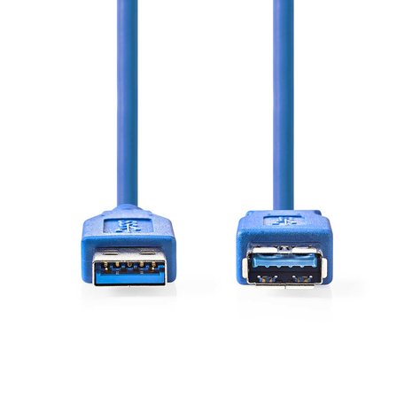 USB verlengKabel  USB 3.2 Gen 1 | USB-A Male | USB-A Female | 5 Gbps | Vernikkeld | 1.00 m | Rond | PVC | Blauw