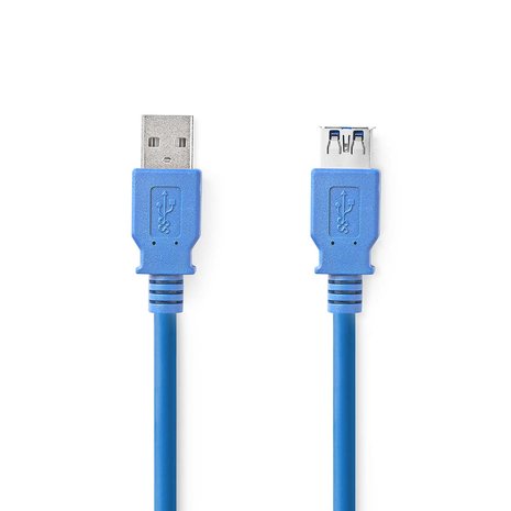 USB verlengKabel  USB 3.2 Gen 1 | USB-A Male | USB-A Female | 5 Gbps | Vernikkeld | 1.00 m | Rond | PVC | Blauw