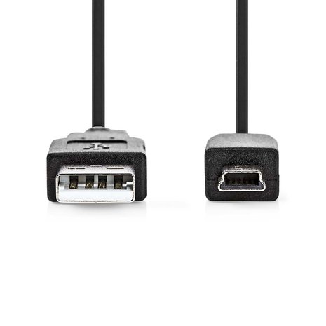 Mini USB kabel USB 2.0 | USB-A Male | USB Mini-B 5-Pins Male | 480 Mbps | Vernikkeld | 2.00 m | Rond | PVC | Zwart 