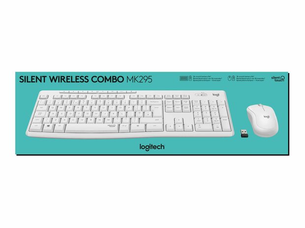 Logitech MK295 Silent draadloos toetsenbord en muis Wit