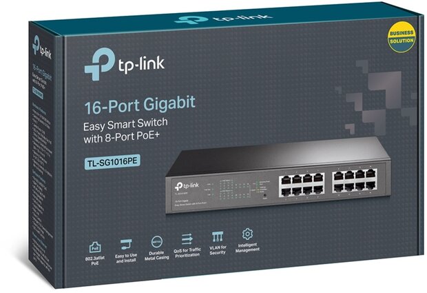 TP-LINK TL-SG1016PE netwerk switch - PoE - Gigabit - 16 Poorts - Managed