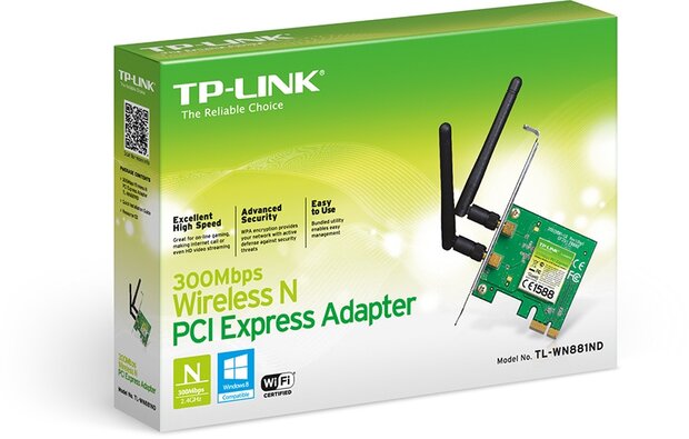 TP-Link PCI-E Wireless Adapter TL-WN881ND - 2.4Ghz 300Mbps