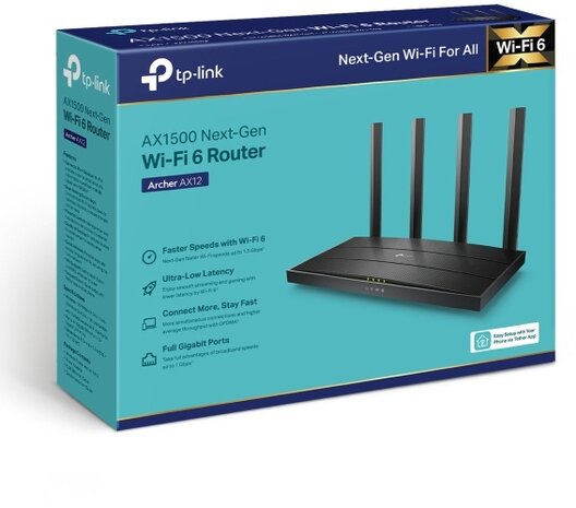 TP-Link Archer AX12 Router - Dual Band - Wi-Fi 6 - 1500 Mbps