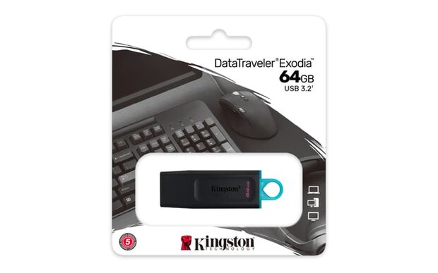 Kingston USB Stick - 64GB - USB-A - Zwart