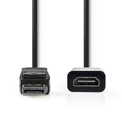 DisplayPort Male | HDMI™ Output | 1080p | Vernikkeld | 0.20 m | Rond | PVC | Zwart 