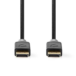 DisplayPort Male -> Male | 8K@60Hz | Verguld | 2.00 m | Rond | PVC | Antraciet | Doos