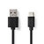 Nedis USB-Kabel  USB 2.0 | USB Type-C™ Male | USB-A Male | 480 Mbps | Vernikkeld | 2.00 m | Plat | PVC | Zwart
